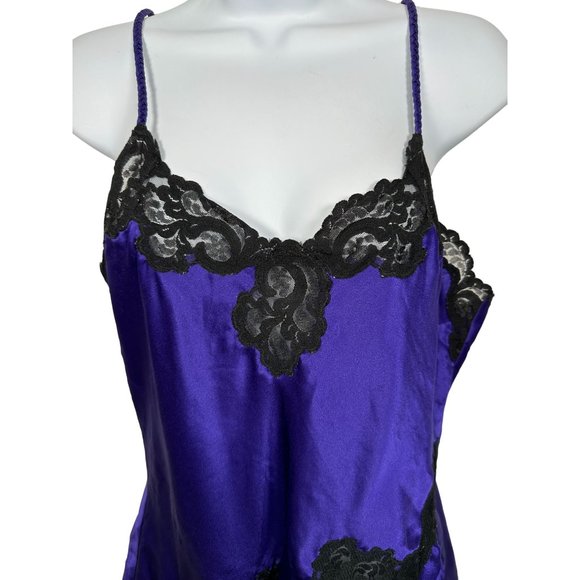 Vintage Victoria's Secret Small Nightgown Slip Purple Black Lace Sexy Polyester - Picture 2 of 12